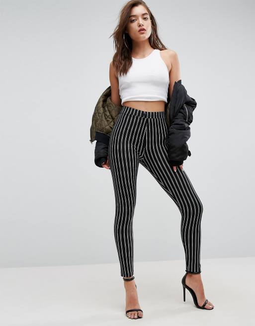 Skinny best sale striped trousers