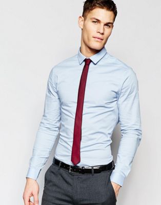 ASOS DESIGN skinny white shirt and burgundy tie save