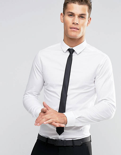 ASOS Skinny Shirt In White With Black Tie SAVE | ASOS