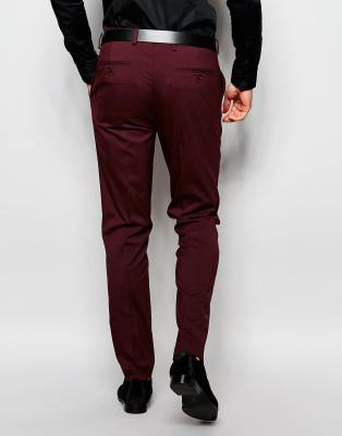 burgundy skinny trousers