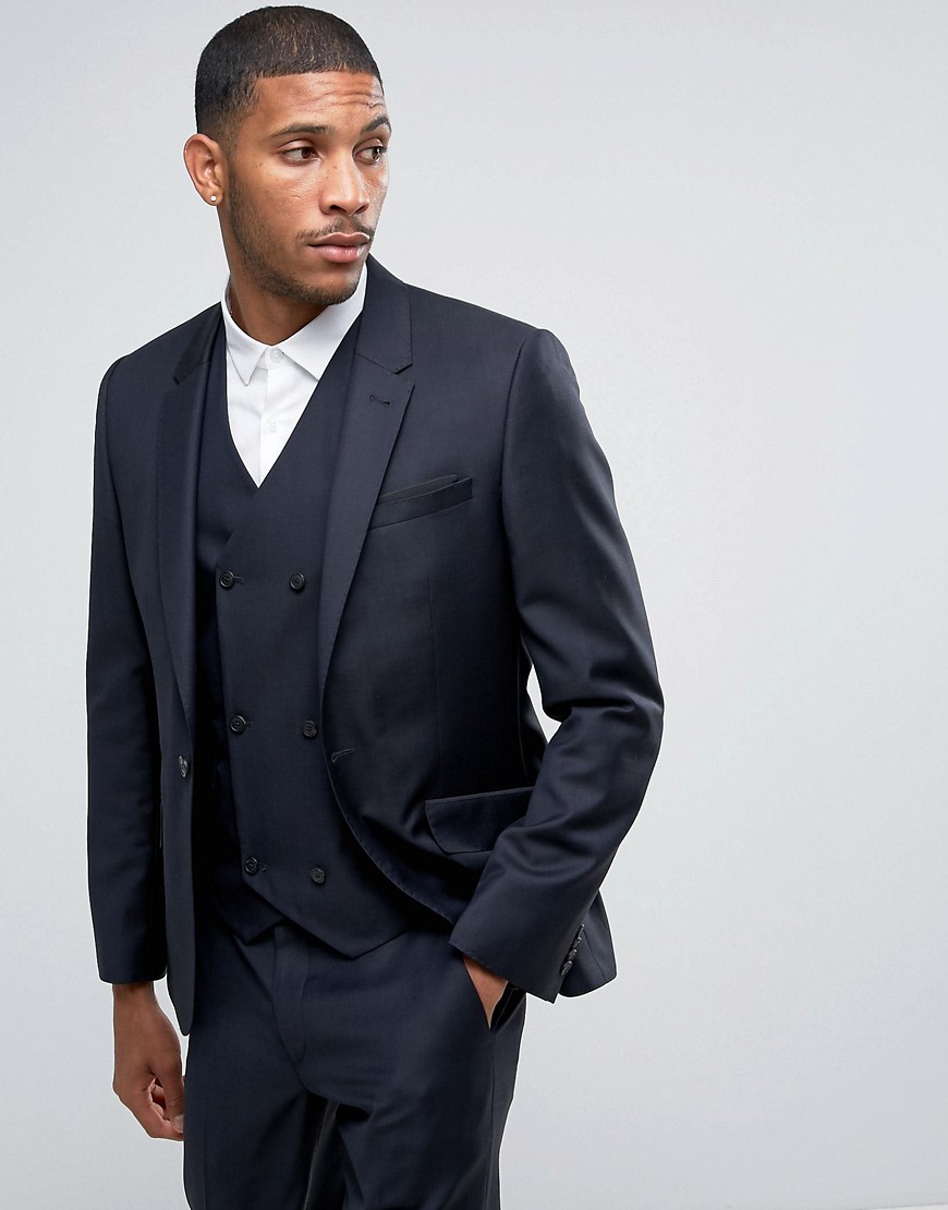 ASOS Skinny Suit Jacket in 100% Wool in Navy