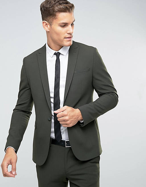 ASOS Skinny Suit Jacket In Khaki | ASOS