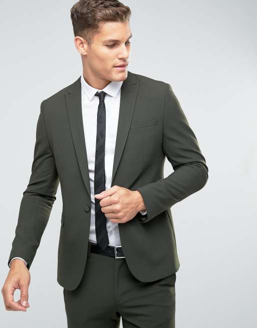 ASOS Skinny Suit Jacket In Khaki | ASOS