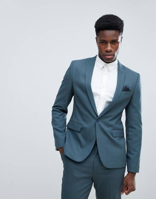 Petrol blue three-piece suit