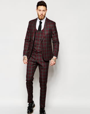 skinny check suit