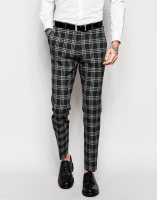 black and white tartan suit