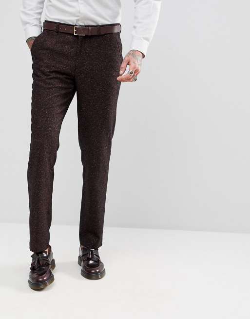 ASOS Skinny Suit In Wine Flecked Wool Blend, 3 of 3