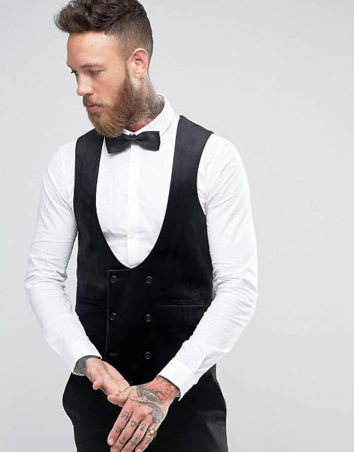 ASOS Skinny Suit vest in Black Velvet | ASOS
