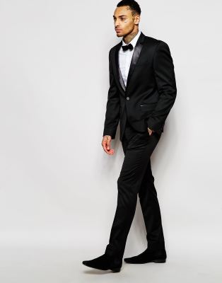 skinny black tuxedo pants