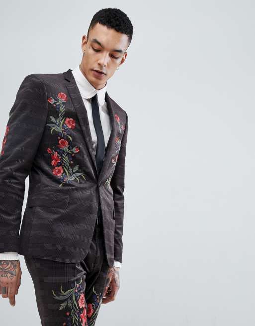 Mens embroidered 2025 suit jackets