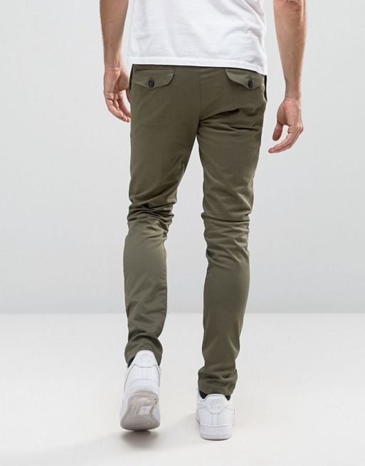 ASOS DESIGN slim cargo pants with 3D pockets and pin tucks