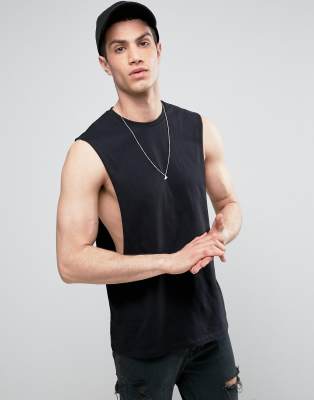 ASOS Sleeveless T-Shirt With Extreme Dropped Armhole In Black | ASOS