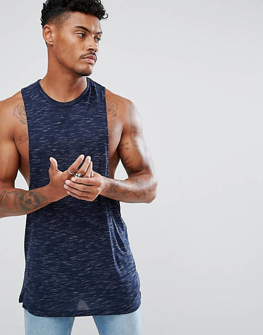 ASOS Sleeveless T-Shirt With Racer Back In Inject Fabric | ASOS