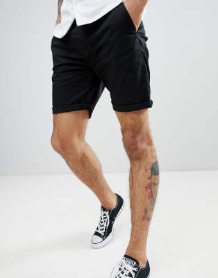 black slim shorts