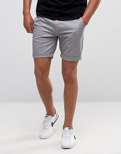ASOS Slim Chino Shorts In Light Gray