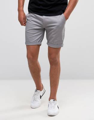 ASOS Slim Chino Shorts In Warm Grey