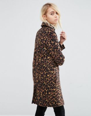 asos design leopard coat