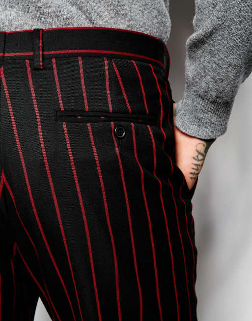 Red and hot sale black pinstripe pants