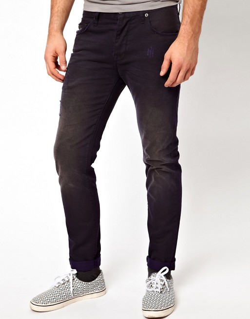 ASOS | ASOS Slim Fit Ripped Jeans With Navy Contrast