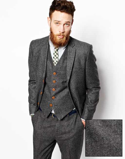 ASOS Slim Fit Suit Jacket In Herringbone | ASOS