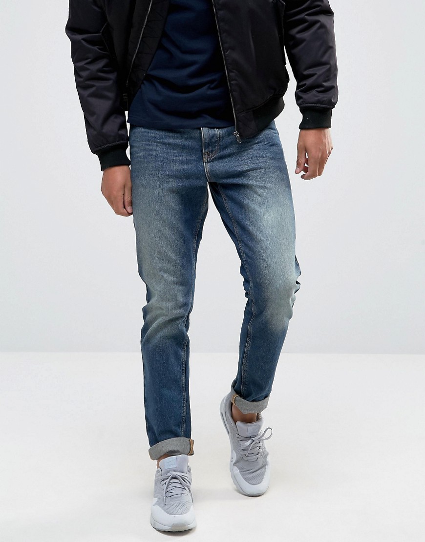 ASOS Slim Jeans In Mid Wash-Blue