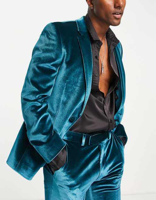 Teal velvet 2025 tuxedo jacket