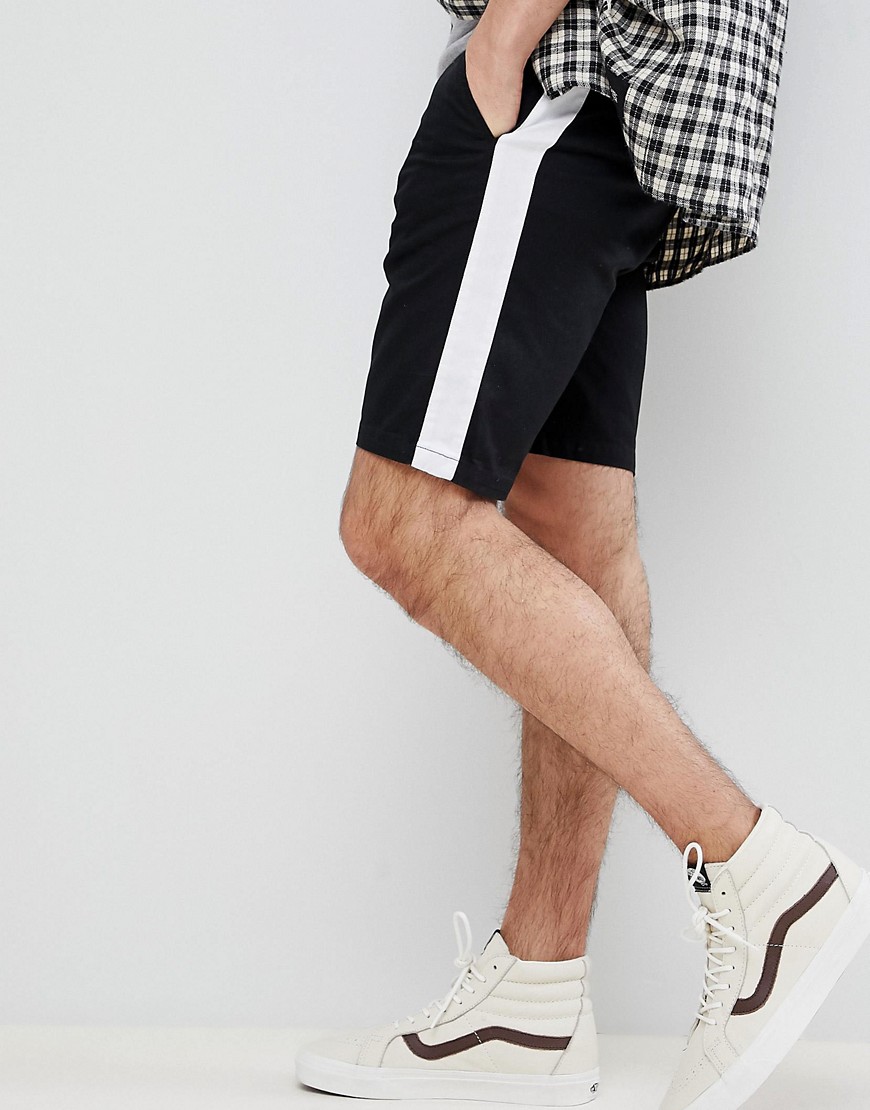 Asos Design Asos Slim Shorts In Black With White Side Stripe
