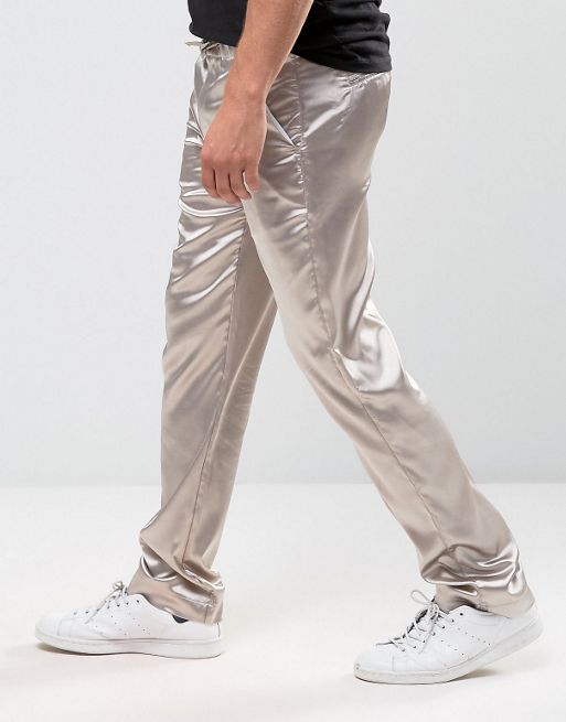 ASOS Slim Smart Slinky Pants In Silver