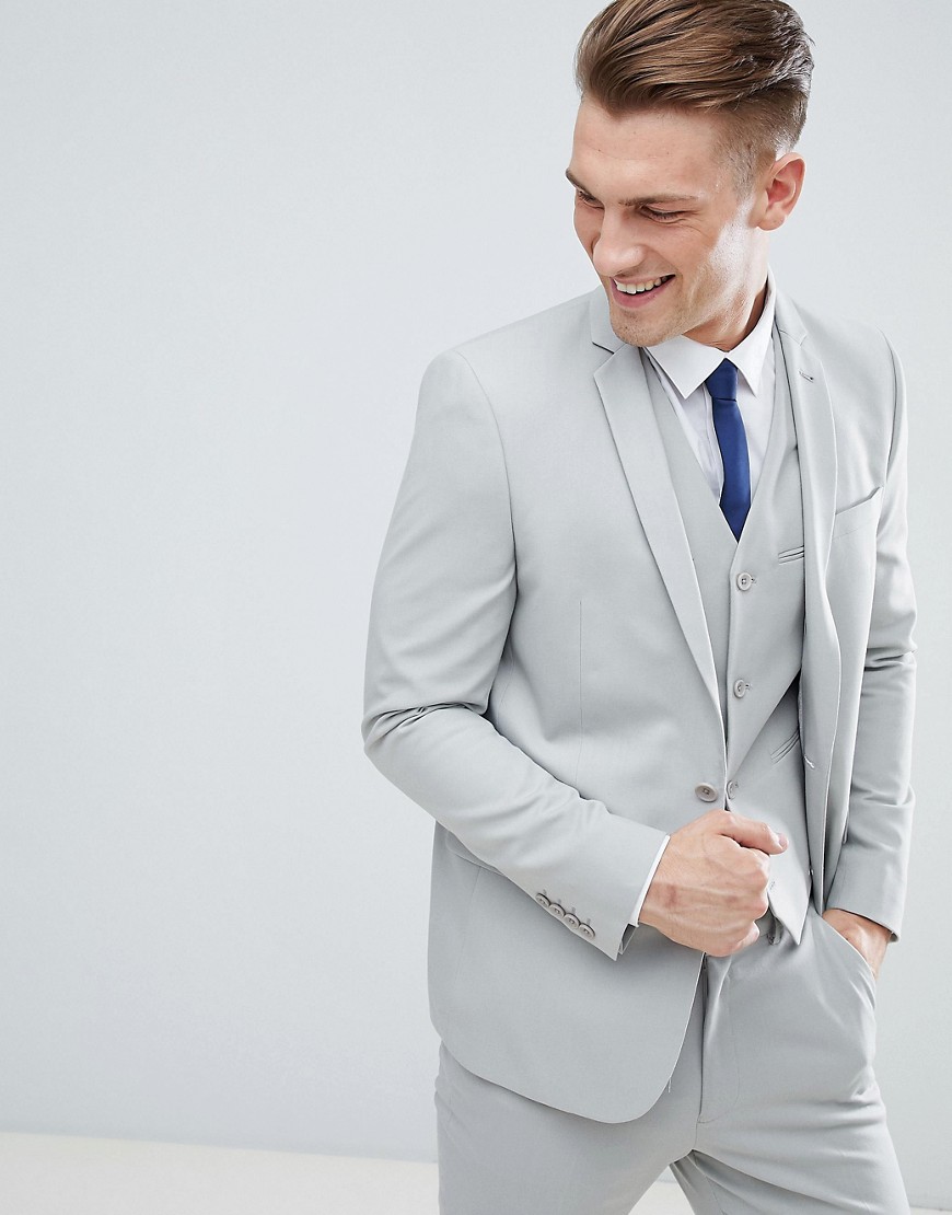 ASOS Slim Suit Jacket In Light Grey
