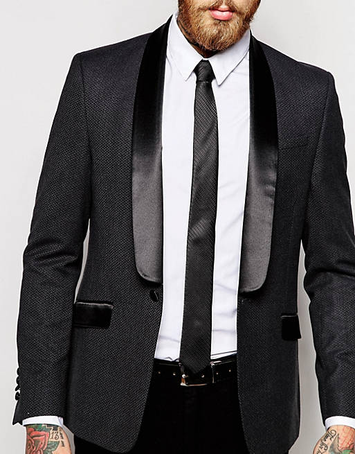 In front of you Subordinate correct ASOS Slim Tie In Textured Black | ASOS