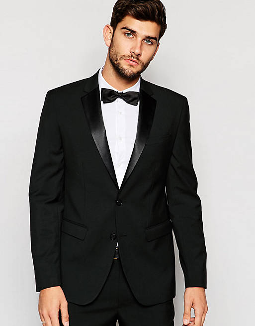 ASOS Slim Tuxedo Suit Jacket In Black | ASOS