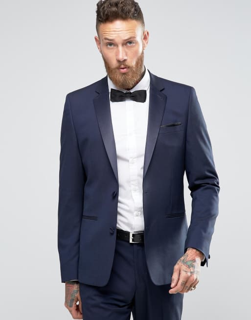 ASOS | ASOS Slim Tuxedo Suit Jacket in Navy