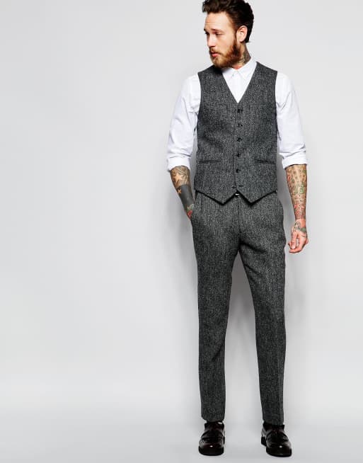 Grey harris deals tweed waistcoat