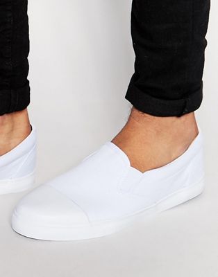 ASOS Slip on Sneakers in White Canvas 