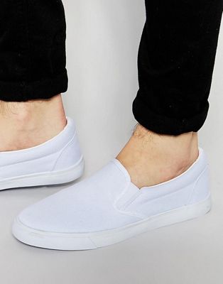 white slip on canvas sneakers