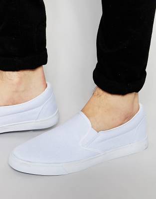 white canvas slip on