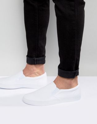 ASOS Slip On Sneakers In White Canvas 
