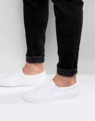 white canvas slip on trainers