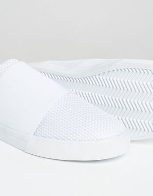 white mesh slip on sneakers