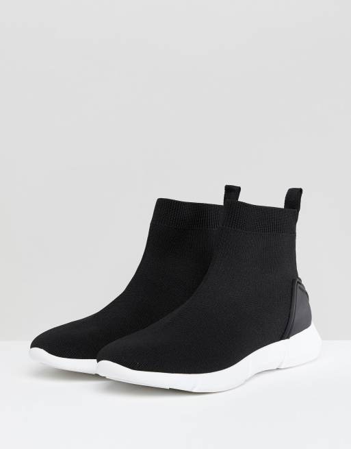 ASOS Slip On Sock Boot Sneakers In Black Knit