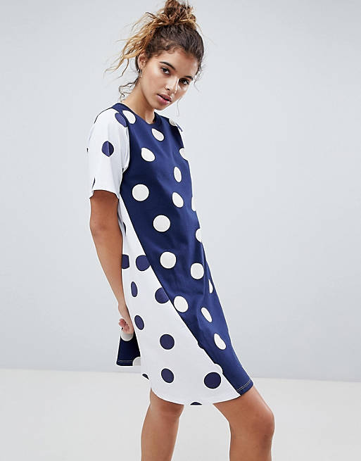 ASOS Smock Dress with Spliced Polka Dot 