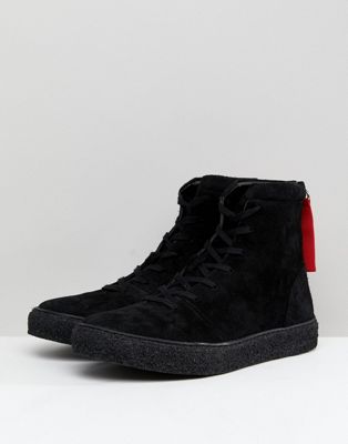ASOS Sneaker Boots In Black Suede With 