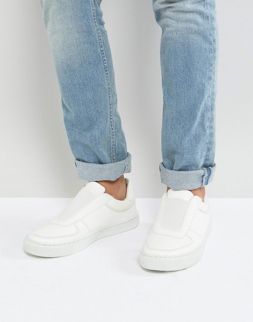 ASOS - Sneakers senza lacci bianche con elastico-Bianco
