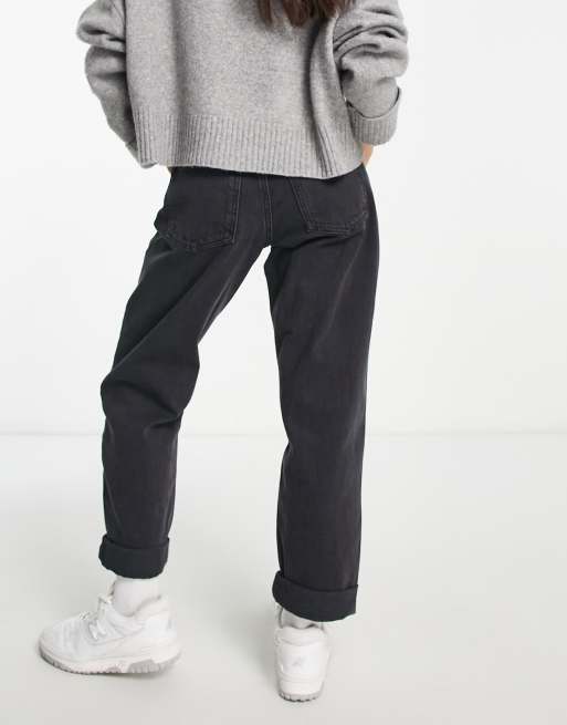 ASOS - Soepelvallende mom jeans in verwassen zwart , 3 van 4