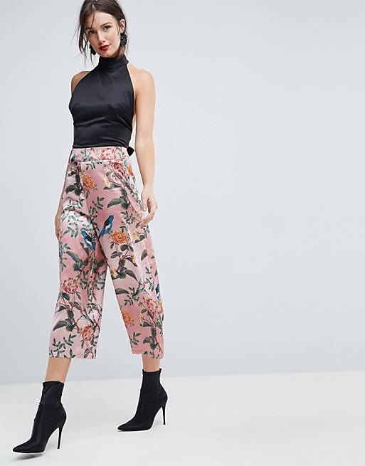 ASOS Soft Tailoried Culottes in Bird & Floral Print