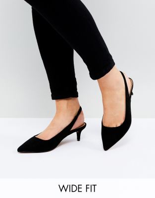 wide fit black kitten heels