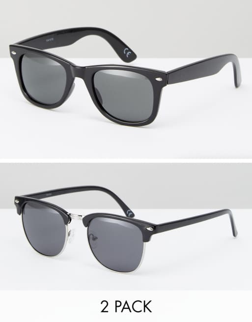ASOS Square and Retro Sunglasses 2 Pack In Black SAVE