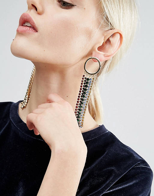ASOS Statement Rainbow Jewel Chain Earrings