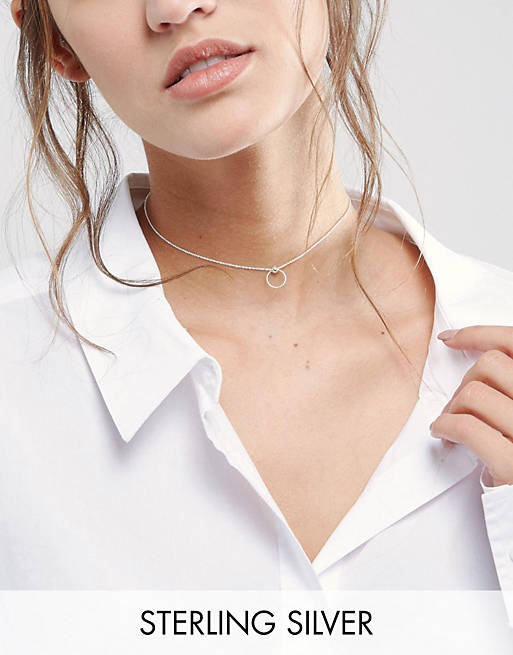 ASOS Sterling Silver Ring Choker Necklace