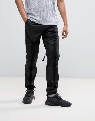 black nylon joggers